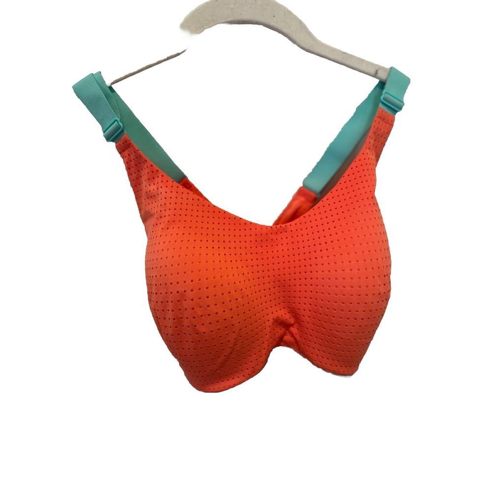 Victorias Secret Orange And Teal Sports Bra 34D With Round Cut Outs